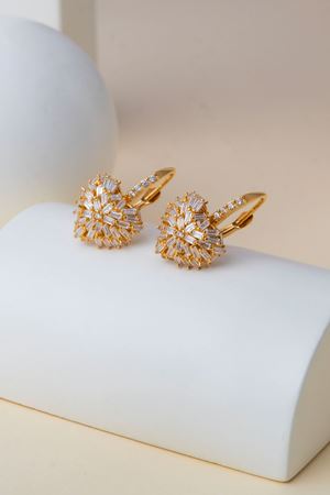 14 Ayar Altın Baget Kalpli Küpe