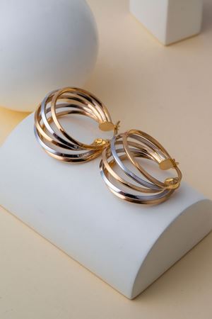 14 Ayar Sarı Beyaz Altın Büyük Halka Küpe