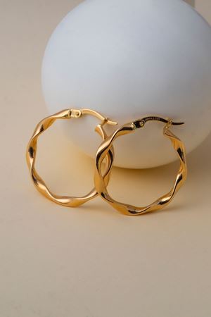 14 Ayar Altın Dalga Model Halka Küpe