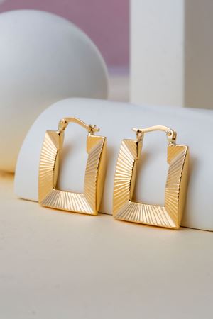 14 Ayar Altın Kare Model Halka Küpe