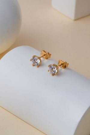 14 Ayar Altın Tektaş Vidalı Küpe