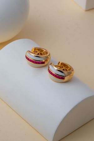 14 Ayar Altın Eterna Mineli Halka Küpe