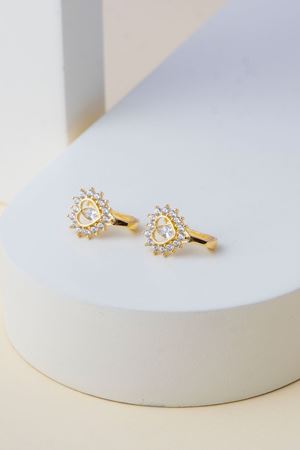 14 Ayar Altın Taşlı Kalpli Çocuk Küpe