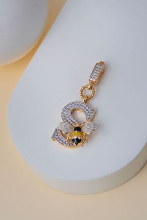 14 Ayar Altın Arı Figürlü S Harf Kolye Ucu