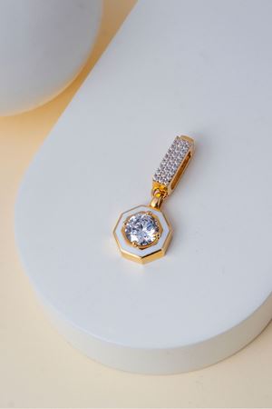 14 Ayar Altın Beyaz Mineli Çağla Model Kolye Ucu
