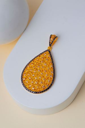 14 Ayar Altın Taşlı Damla Yadigar Kolye Ucu