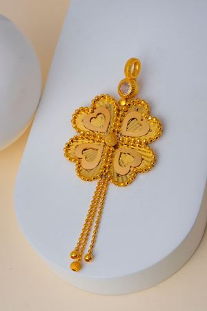 14 Ayar Sarı Altın Yonca Kolye Ucu