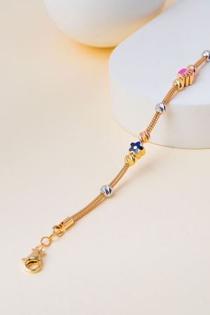 14 Ayar Altın Yıldız ve Taç Desenli Çocuk Bileklik