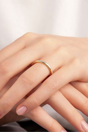 14 Ayar Altın Beyaz Mineli İnce Yüzük