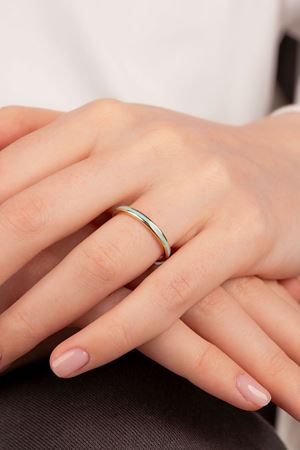 14 Ayar Altın Mavi Mineli İnce Yüzük