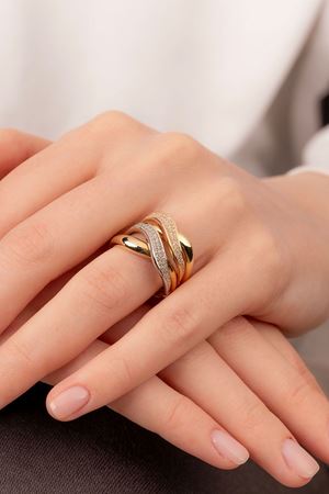 14 Ayar Üç Renkli Göz Alıcı Yüzük