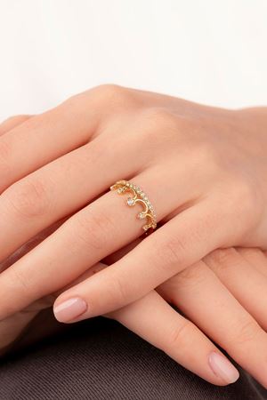 14 Ayar Altın Taşlı Taç Model Yüzük