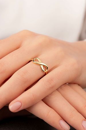 14 Ayar Altın Sonsuzluk Figürlü Minimal Yüzük