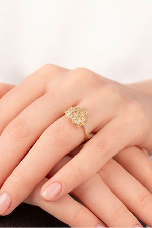 14 Ayar Altın Baget Kalpli Yüzük