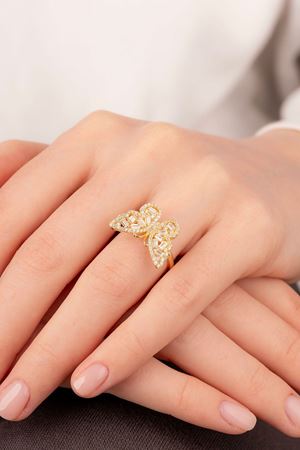 14 Ayar Altın Baget Taşlı Kelebek Yüzük