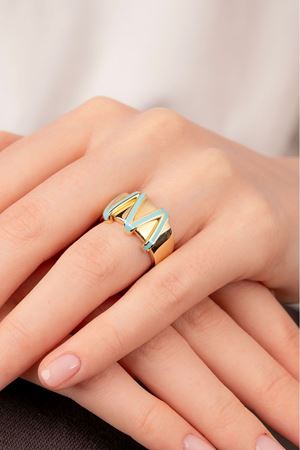 14 Ayar Altın Mavili Büyük Cetaş Yüzük