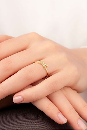 14 Ayar Altın Çarpı Model Minimal Yüzük