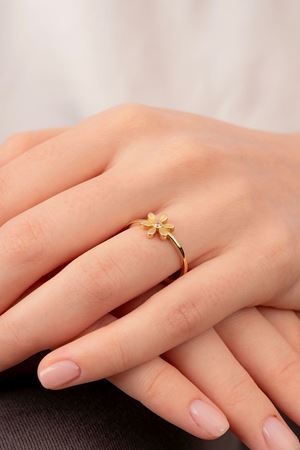 14 Ayar Altın Papatya Minimal Yüzük