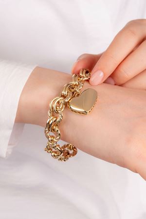 14 Ayar Altın Kalp Sallantılı Cetaş Bileklik