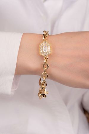 14 Ayar Altın Taşlı Kelebekli Baget Bileklik