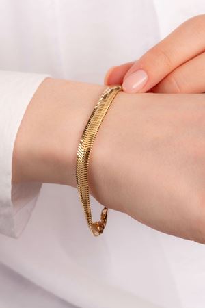 14 Ayar Sarı Altın Ezme Zincir Bileklik