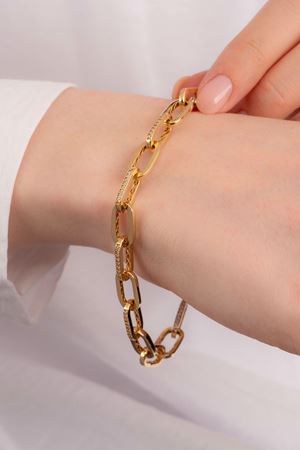 14 Ayar Altın Taşlı Ataç Model Bileklik