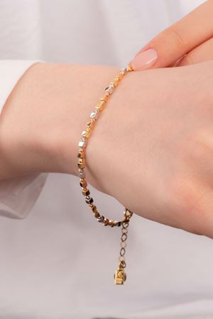 14 Ayar Üç Renk Altın Küp Model Bileklik