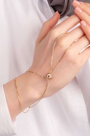 14 Ayar Altın Lotus Figürlü Zincirli Şahmeran