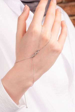 14 Ayar Beyaz Altın Taşlı Şahmeran Bileklik