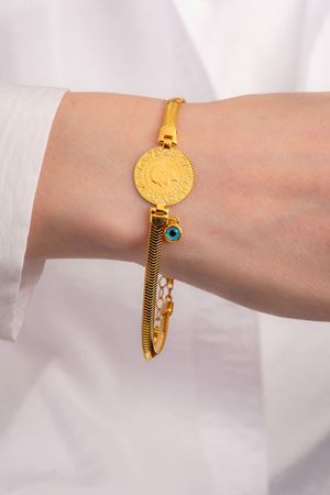 14 Ayar Sarı Ezme Çeyrek Bileklik