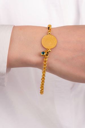 14 Ayar Altın Kalın Zincir Çeyrekli Bileklik