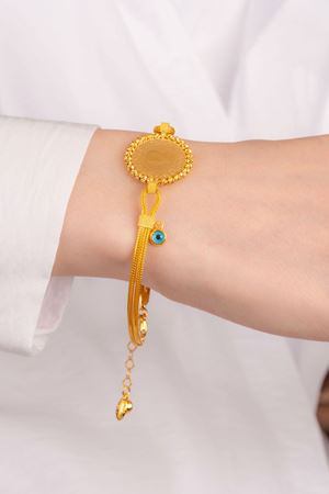 14 Ayar Altın 2 Sıra Kenar Çeyrekli Bileklik