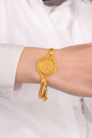 14 Ayar Altın Topla Sarılı Çeyrekli Bileklik