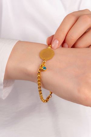 14 Ayar Altın Kral Zincir Model Çeyrekli Bileklik