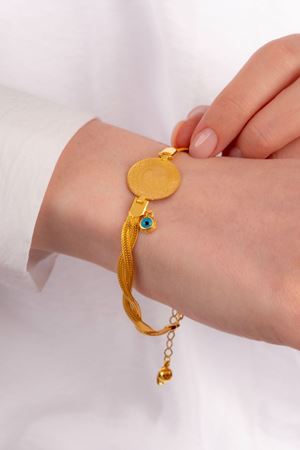 14 Ayar Hasır Burgu Model Çeyrekli Bileklik