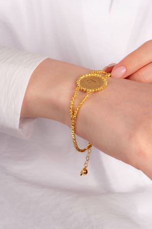 14 Ayar Toplarla Sarılı Çeyrekli Bileklik