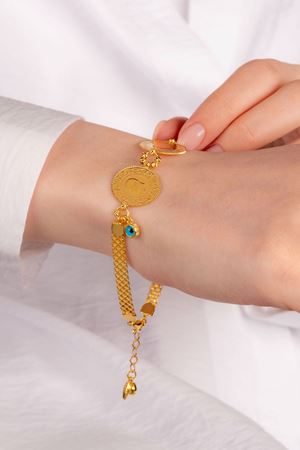 14 Ayar Altın 3'Lü Çeyrekli Bileklik