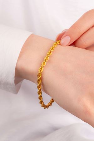 22 Ayar Altın Halat Zincir Model Burgu Bileklik