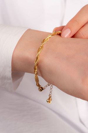 14 Ayar Altın Örgü Model Toplu Bileklik