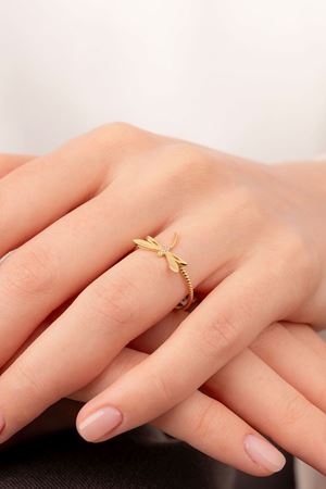 14 Ayar Altın Taşlı Yusufcuk Figürlü İnce Yüzük