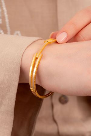 14 Ayar Altın 1 Sıra Kaburga Ajda Model Bilezik