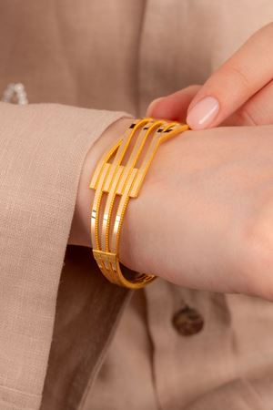 14 Ayar Altın 4 Sıra Kaburga Ajda Model Bilezik