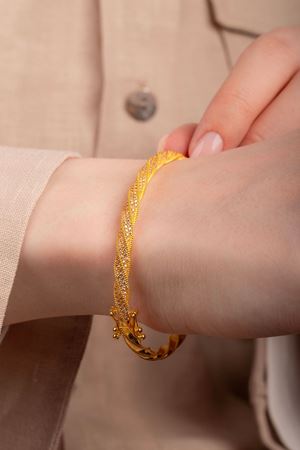 14 Ayar Altın Taşlı Burgu Bereket Koleksiyon Bilezik