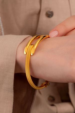 14 Ayar Altın 2 Sıra Kaburga Model Tasarım Bilezik