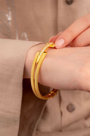 14 Ayar Altın 1 Sıra Kaburga Tasarım Bilezik