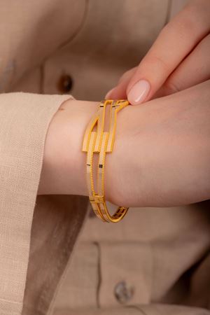 14 Ayar Altın 3 Sıra Kaburga Ajda Bilezik