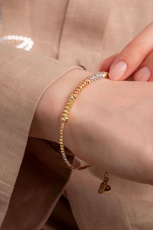 14 Ayar Üç Renkli Altın Tasarım Bilezik