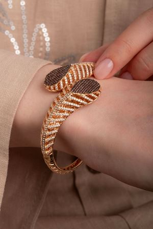 14 Ayar Rose Altın Siyah Taşlı Fantezi Bilezik