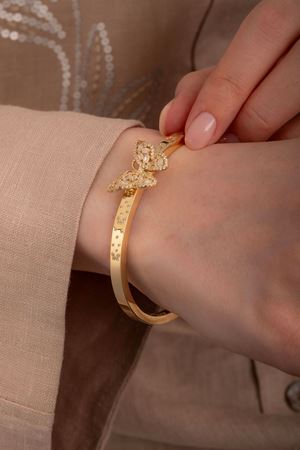 14 Ayar Altın Baget Taşlı Kelebek Bilezik