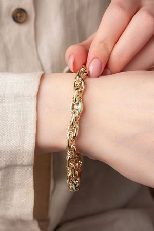 14 Ayar altın Mavi Mineli Hallow Model Bileklik